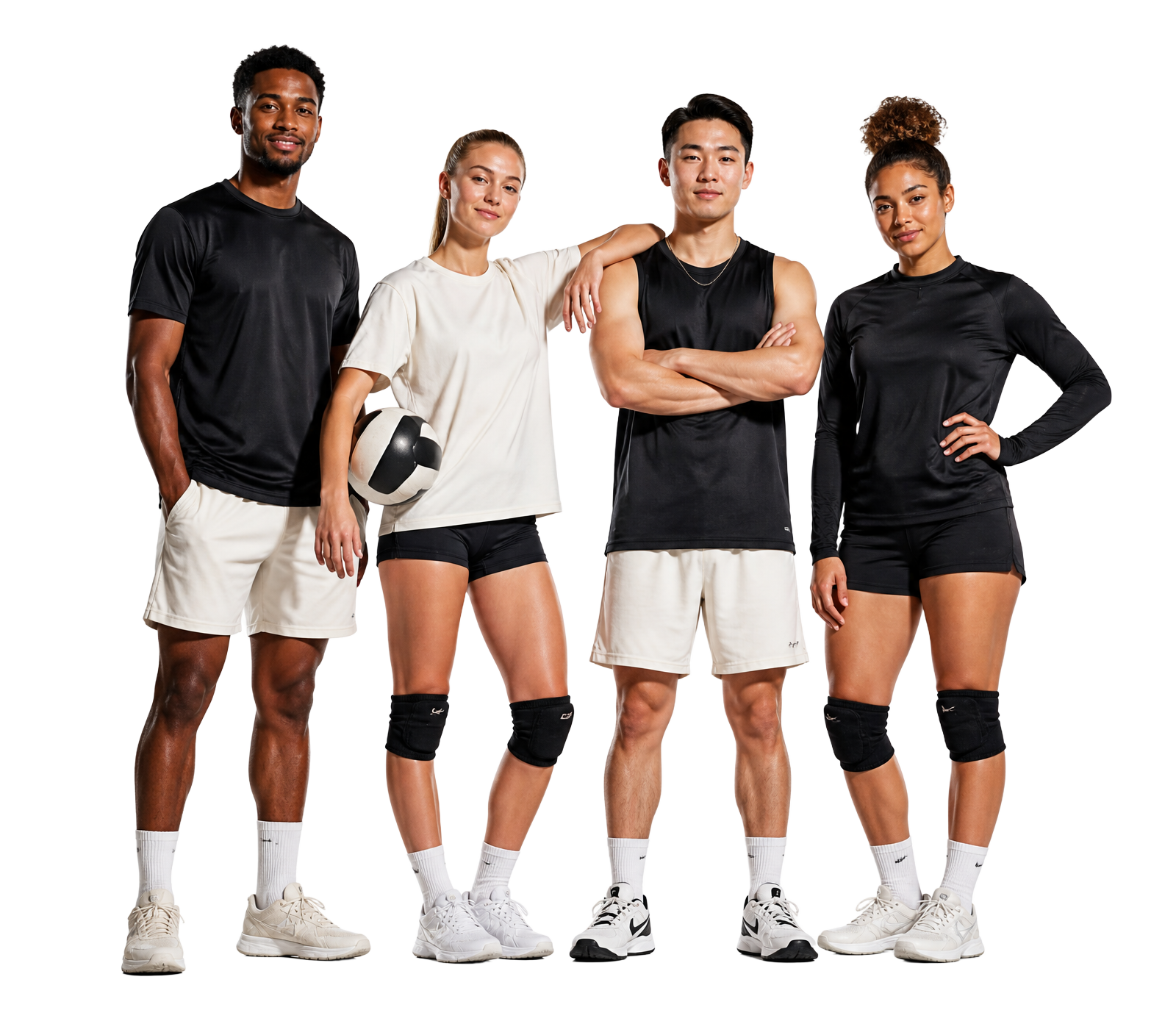 Group of social sport players standing together